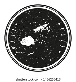 Fiji Map Symbol. Round Design Stamp. Travel and Business Vector.