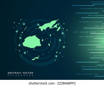 Mapa de Fiji del vector de fondo verde futurista.
