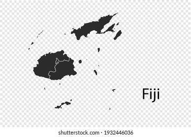 Fiji map vector, black color. isolated on transparent background