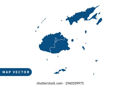 Fiji map vector, blue color . on white background. vector eps 10.