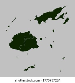 Fiji map vector, isolated Green color on gray background