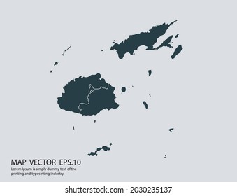 Fiji map vector, isolated on gray background