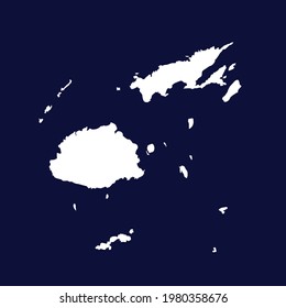 Mapa vectorial de Fiji. color blanco sobre fondo azul.