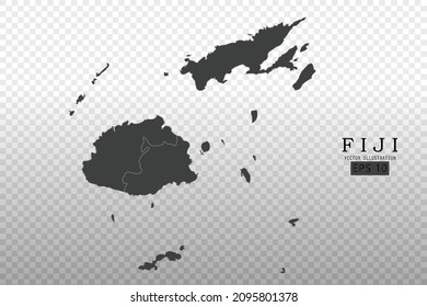 Fiji Map - World Map International vector template with High detailed including black and grey outline color isolated on transparent background - Vector illustration eps 10