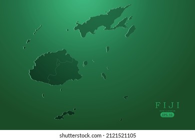 Mapa de Fiji - Mapa Mundial Planilla vectorial internacional con alto nivel de detalle y color de gradiente verde aislado en fondo verde para diseño, infografía - Ilustración vectorial eps 10