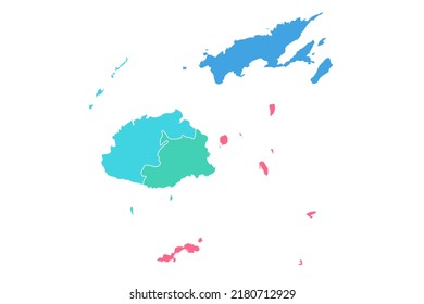 Fiji Map - World Map International vector template with High detailed including blue, green, pink, and yellow outline color isolated on white background - Vector illustration eps 10