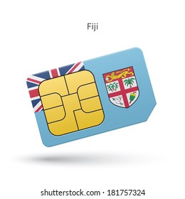 Fiji mobile phone sim card with flag. Vector illustration.