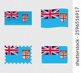Fiji national flag in four different styles.