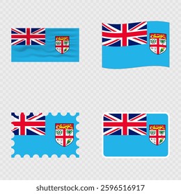 Fiji national flag in four different styles.