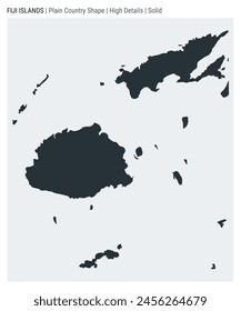 Mapa del país de Fiji. Detalles altos. Estilo sólido. Forma de Fiji. Ilustración vectorial.