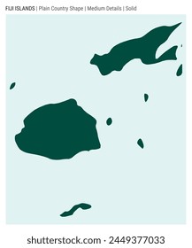 Mapa del país de Fiji. Medianos detalles. Estilo sólido. Forma de Fiji. Ilustración vectorial.