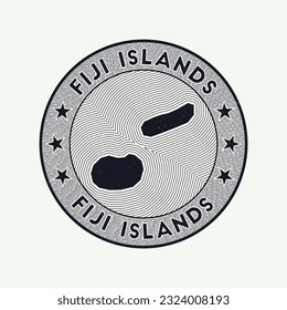 Fiji round badge vector. Country round stamp with shape of Fiji, isolines and circular country name. Authentic emblem. Modern vector illustration.