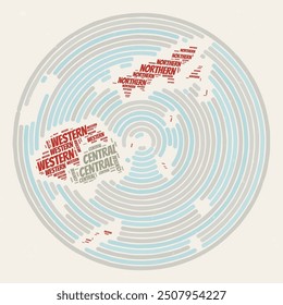 Fiji Round Poster. Typography style image of Country. Regions word clouds of Fiji. Vintage image design with scratch texture.