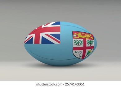 Fiji rugby ball featuring the national flag design on a gray background