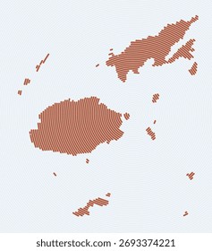 Anéis em forma de Fiji. Mapa do país formado por círculos empilhados. Projeto de forma de limite de Fiji. Ilustração de vetor criativo.