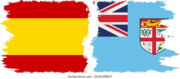 Fiji and Spain grunge flags connection, vector