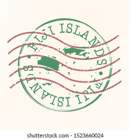 Fiji Stamp Postal. Map Silhouette Seal. Passport Round Design. Vector Icon. Design Retro Travel.
