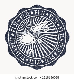 Fiji stamp. Travel rubber stamp with the name and map of country, vector illustration. Can be used as insignia, logotype, label, sticker or badge of the Fiji.