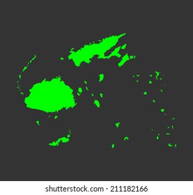 Fiji vector map silhouette isolated on black background. High detailed illustration.