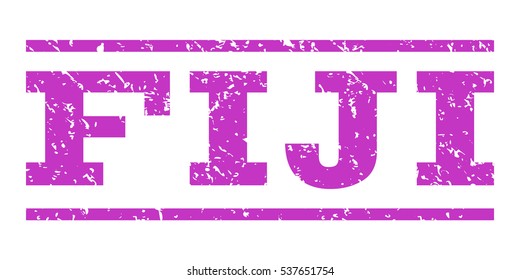 Fiji watermark stamp. Text caption between horizontal parallel lines with grunge design style. Rubber seal stamp with dust texture. Vector violet color ink imprint on a white background.