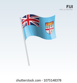 Fiji waving flag isolated on gray background