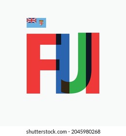 Fiji's colorful typography with its vectorized national flag. Oceanian country RGB typography.