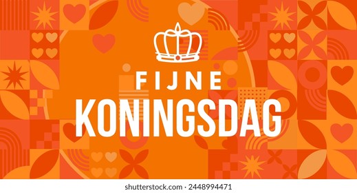 Fijne Koningsdag , king's day, netherlands national day, vector illustration, banner, card, background	