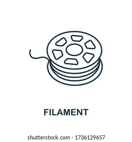 Filament icon from 3d printing collection. Simple line Filament icon for templates, web design and infographics