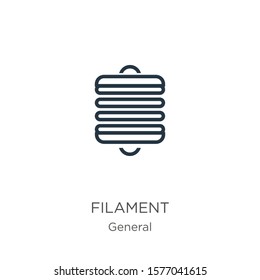 Filament icon. Thin linear filament outline icon isolated on white background from general collection. Line vector sign, symbol for web and mobile