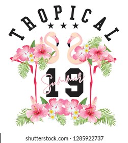 filamingo, tropical, para el lema del pantalones t