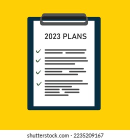 File with 2023 plan.attendance board checklist. Questionnaire, questionnaire, board, task list. Vector Design Eps 10.