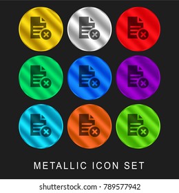 File 9 color metallic chromium icon or logo set including gold and silver
