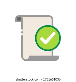File accepted, approved, agreement document filled outline icons. Vector illustration. Editable stroke. Isolated icon suitable for web, infographics, interface and apps.