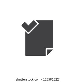 File Accepted vector icon. filled flat sign for mobile concept and web design. Document file with Check mark simple solid icon. Symbol, logo illustration. Pixel perfect vector graphics