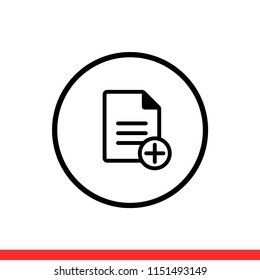 File add vector icon, document symbol. Simple, flat design for web or mobile app