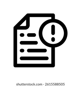 file alert line icon. Clean and minimalist vector icon for websites, mobile apps, presentations, and logos. Fully scalable and customizable for any project.