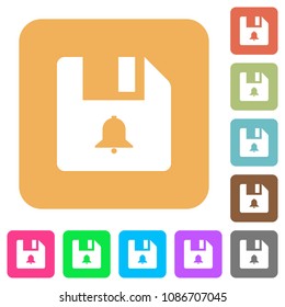 File alerts flat icons on rounded square vivid color backgrounds.