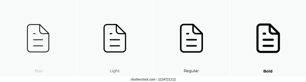 file alt icon. Thin, Light Regular And Bold style design isolated on white background