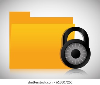 File archive padlock data center web hosting. Vector graphic