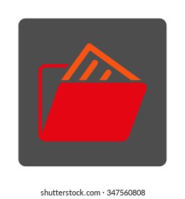 File Archive vector icon. Style is flat rounded square silver button with red symbol, white background.