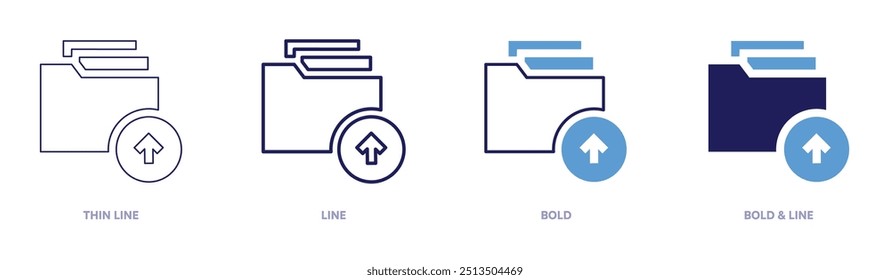 Icono de archivo de archivos en 4 estilos diferentes. Línea delgada, línea, negrita y línea negrita. Estilo duotono. Trazo editable.