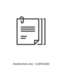 File Attach outline icon. linear style sign for mobile concept and web design. Attach Paper Document simple line vector icon. Symbol, logo illustration. Pixel perfect vector graphics