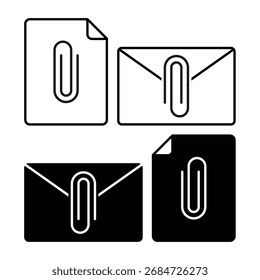 Anexo de arquivo, ícone de clipe de papel do documento. Vetor de ilustração