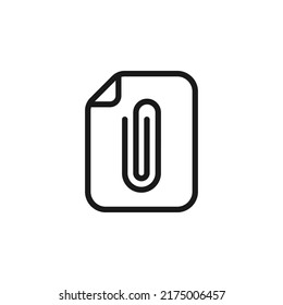 File Attachment Icon Line Style Isolated On White Background. Vector Illustration