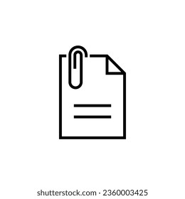 File attachment icon. Simple outline style. Paper clip, attach document, fastener, upload attachments, office concept. Thin line symbol. Vector isolated on white background. EPS.