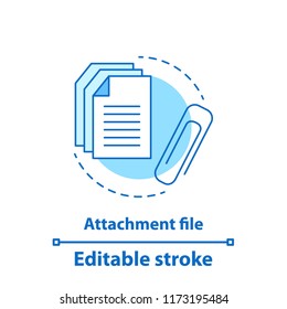 File attachment test concept icon. Attach document idea thin line illustration. Email attachment. Vector isolated outline drawing. Editable stroke