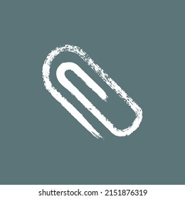 File attachment web design icon. Ink image of a curved metal paper clip for connecting multiple sheets of paper. Isolated icon of paper clip