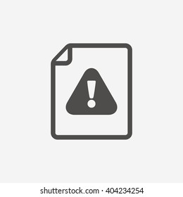 File attention icon. Exclamation mark. Hazard warning symbol. Flat icon on white background. Vector