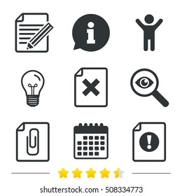 File attention icons. Exclamation signs.