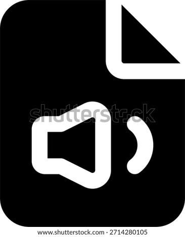 File audio vector icon in modern style, sound document and multimedia file format illustration. Glyph Icon